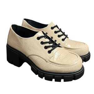 Croc Embossed Chunky Platform Oxford Shoes Sz. 5.5 90's Y2K Goth Dark Academia